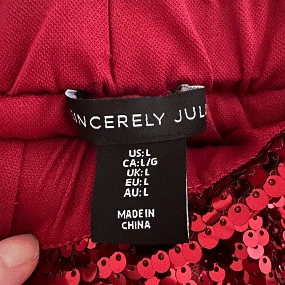 Sincerely Jules Sparkling Scarlet High Waist Shorts - Picture 6 of 7